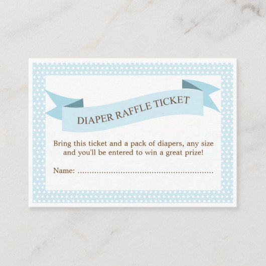 Blue Baby shower Luier Raffle Ticket Insert Informatiekaartje (Voorkant)