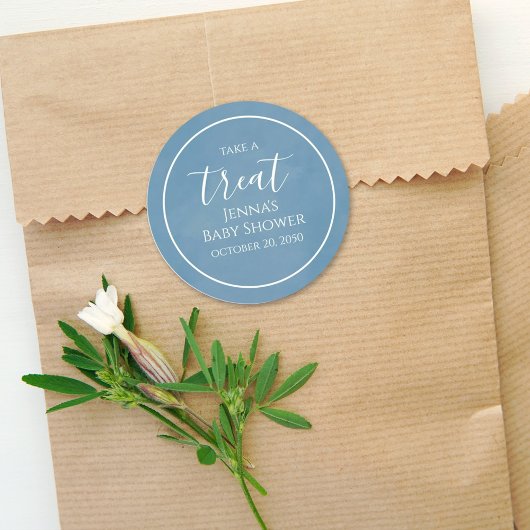 Blue Baby shower Minimalist Calligraphy Script Ronde Sticker