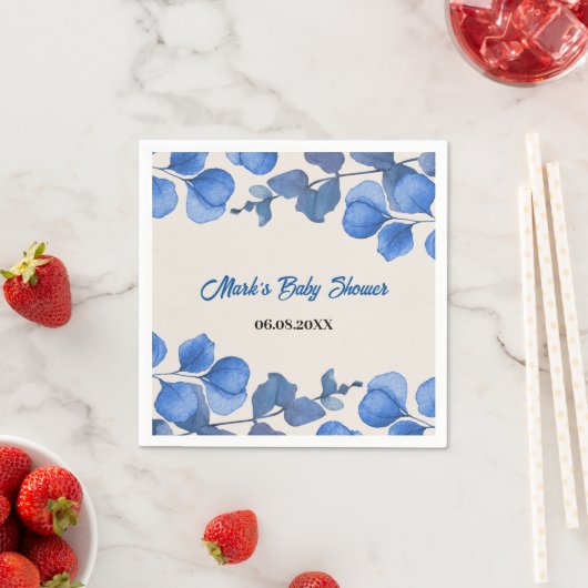 Blue Baby Shower Napkin – Custom Name & Event  Servet (Insitu)