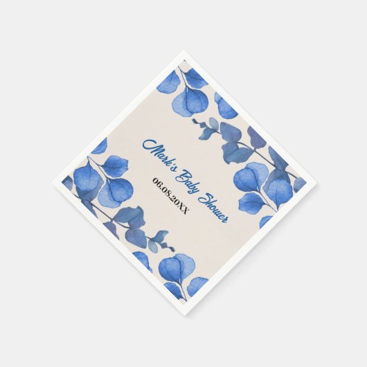 Blue Baby Shower Napkin – Custom Name & Event  Servet (Hoek)
