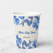 Blue Baby Shower paper cup – Custom Name & Event  Papieren Bekers (Achterkant)