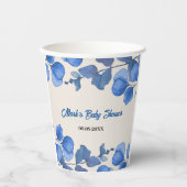 Blue Baby Shower paper cup – Custom Name & Event  Papieren Bekers (Voorkant)