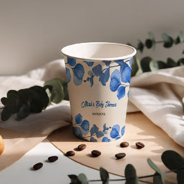 Blue Baby Shower paper cup – Custom Name & Event Papieren Bekers
