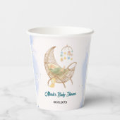 Blue Baby Shower Paper Cups – Custom Baby Name  Papieren Bekers (Achterkant)