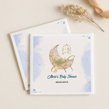 Blue Baby Shower Paper Napkins – Custom Baby Name 