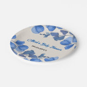 Blue Baby Shower paper plate – Custom Name & Event Papieren Bordje (Gekanteld)