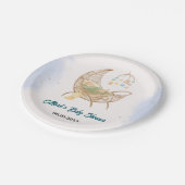 Blue Baby Shower Paper Plate – Custom Name  Papieren Bordje (Gekanteld)