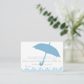 Blue Baby shower Paraplu Luier Raffle Tickets Informatiekaartje (Staand voorkant)