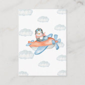 Blue Baby shower Penguin Animal Pilot Book Request Informatiekaartje (Achterkant)