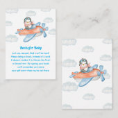 Blue Baby shower Penguin Animal Pilot Book Request Informatiekaartje (Voorkant / Achterkant)