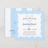 Blue Baby shower Photo Invitation (Voorkant / Achterkant)