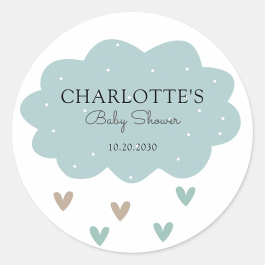 Blue Baby shower Rain Cloud Sticker (Voorkant)