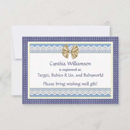 Blue Baby shower Registry Kaart (Achterkant)