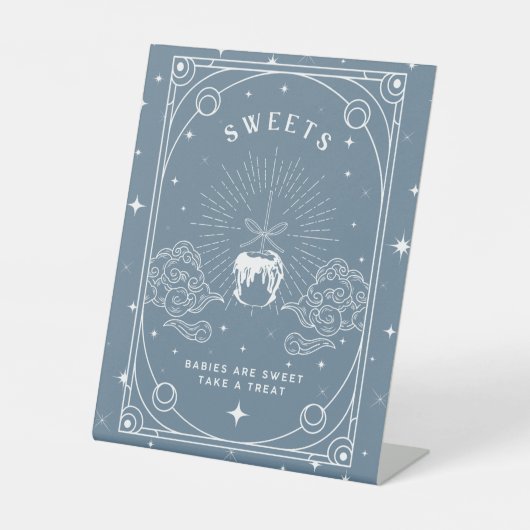 Blue Baby shower Sweet Dessert Table Reclamebord Met Voetstuk (Voorkant)