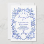 blue baby shower tea bow Hand Drawn coquette Kaart (Voorkant)