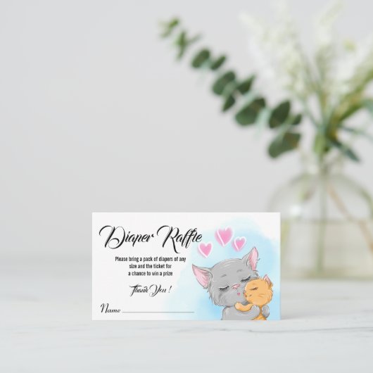 Blue Baby shower ticket Cat Luier Raffle activitei (Staand voorkant)