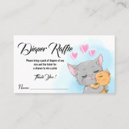 Blue Baby shower ticket Cat Luier Raffle activitei