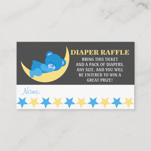 Blue Baby Sleeping Boy Beer Luier Raffle Tickets Informatiekaartje (Voorkant)