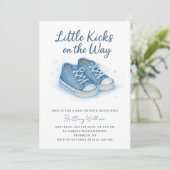 Blue Baby Sneakers Baby shower Kaart (Staand voorkant)