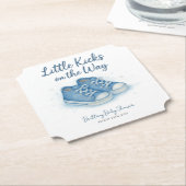 Blue Baby Sneakers Baby shower Kartonnen Onderzetters (Gekanteld)