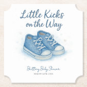 Blue Baby Sneakers Baby shower Kartonnen Onderzetters (Voorkant)
