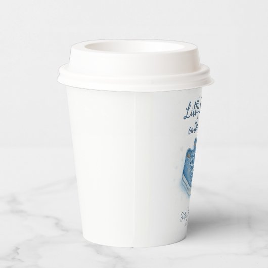 Blue Baby Sneakers Baby shower Papieren Bekers (Rechts)