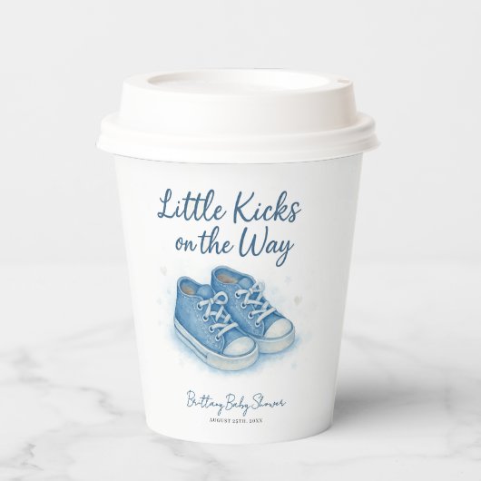 Blue Baby Sneakers Baby shower Papieren Bekers (Voorkant)