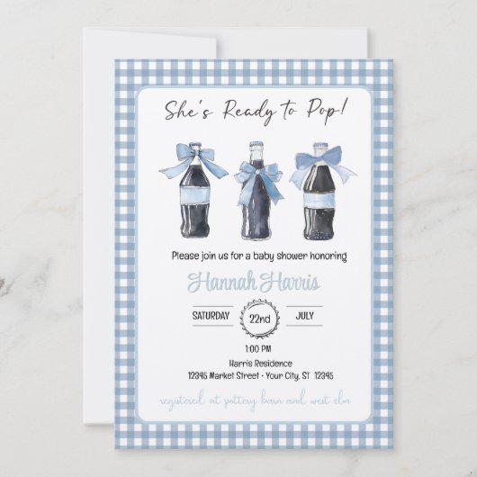 Blue Baby Soda Ready to POP Baby Shower  Kaart (Voorkant)
