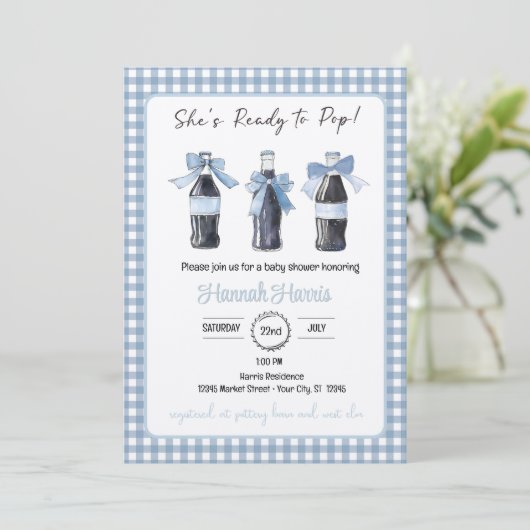 Blue Baby Soda Ready to POP Baby Shower  Kaart (Staand voorkant)