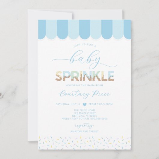 Blue Baby Sprinkle Baby shower Kaart (Voorkant)
