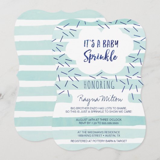 Blue Baby Sprinkle Invitations for a Baby Boy Kaart (Voorkant / Achterkant)