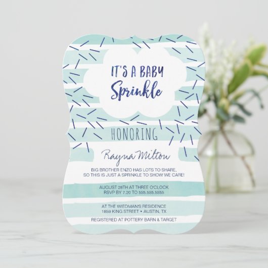 Blue Baby Sprinkle Invitations for a Baby Boy Kaart (Staand voorkant)