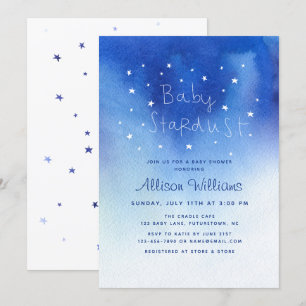 Blue Baby Stardust Sky Star Waterverf Baby shower Kaart