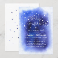 Blue Baby Stardust Stars Waterverf Baby shower