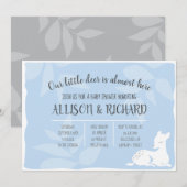 BLUE Baby Tuin Herten Lieve Baby Shower Uitnodigin Kaart (Voorkant / Achterkant)