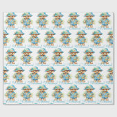 Blue Baby Welcome Teddy Bear cadeaupapier (Vlak)
