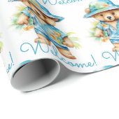 Blue Baby Welcome Teddy Bear cadeaupapier (Rol Hoek)