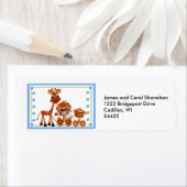 Blue Baby Zoo Animal Return-adreslabels Etiket (Insitu)