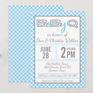 Blue BabyQ BBQ Baby shower Uitnodiging