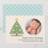 Blue Baby's eerste kerstboom fotokaart Feestdagenkaart (Voorkant / Achterkant)