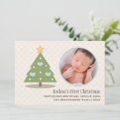 Blue Baby's eerste kerstboom fotokaart Feestdagenkaart (Staand voorkant)