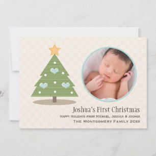 Blue Baby's eerste kerstboom fotokaart Feestdagenkaart