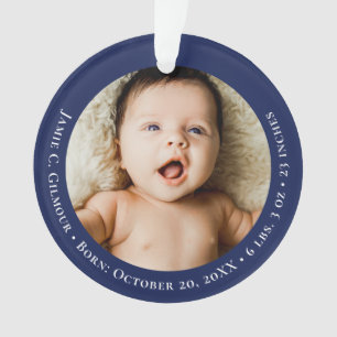 Blue Baby's First Christmas 1 foto Geboortedatum Ornament