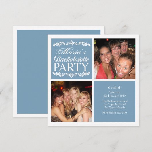 Blue Bachelorette Bridal Party fotokaarten Kaart (Voorkant / Achterkant)