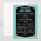 Blue Bachelorette Shower-uitnodiging Kaart (Voorkant / Achterkant)