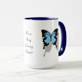 Blue Backed Butterfly Shadow Monogram Mok (Voorkant rechts)