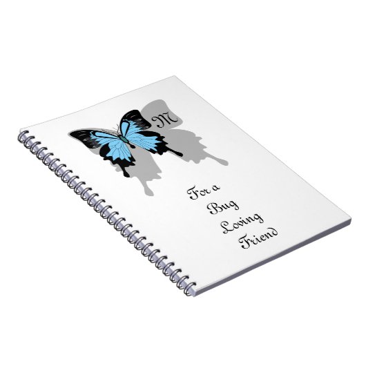 Blue Backed Butterfly Shadow Monogram Notitieboek (Rechterzijde)