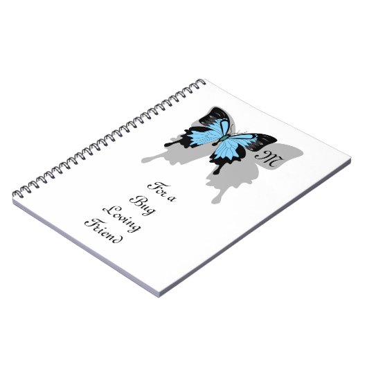 Blue Backed Butterfly Shadow Monogram Notitieboek (Linkerzijde)