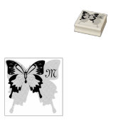 Blue Backed Butterfly Shadow Monogram Rubberstempel (Gestempeld)