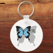 Blue Backed Butterfly Shadow Monogram Sleutelhanger (Voorkant)